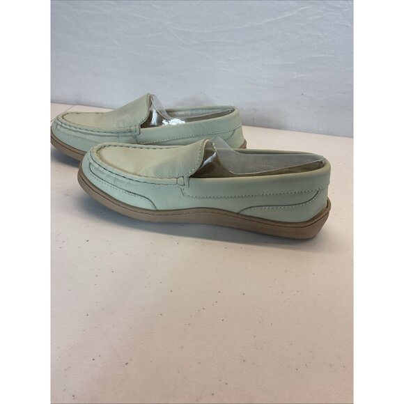 My Slippers by My Pillow Moccasins Mint Green‎ Leather  Womens 9M - Picture 6 of 10